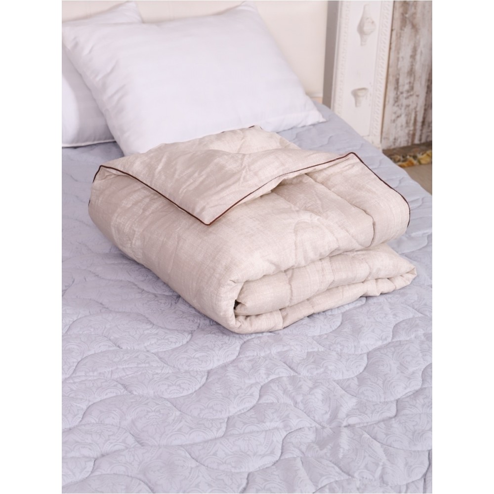 Одеяло 1,5 спальное 145 на 205 см. Плотность 150гр/м2. Наполнитель натуральный лен и синтетические волокна. Чехол ЛЕН- ХЛОПОК 100%  